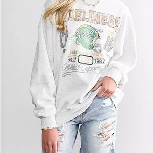 Modish Rebel women large grey distressed sweatshirt